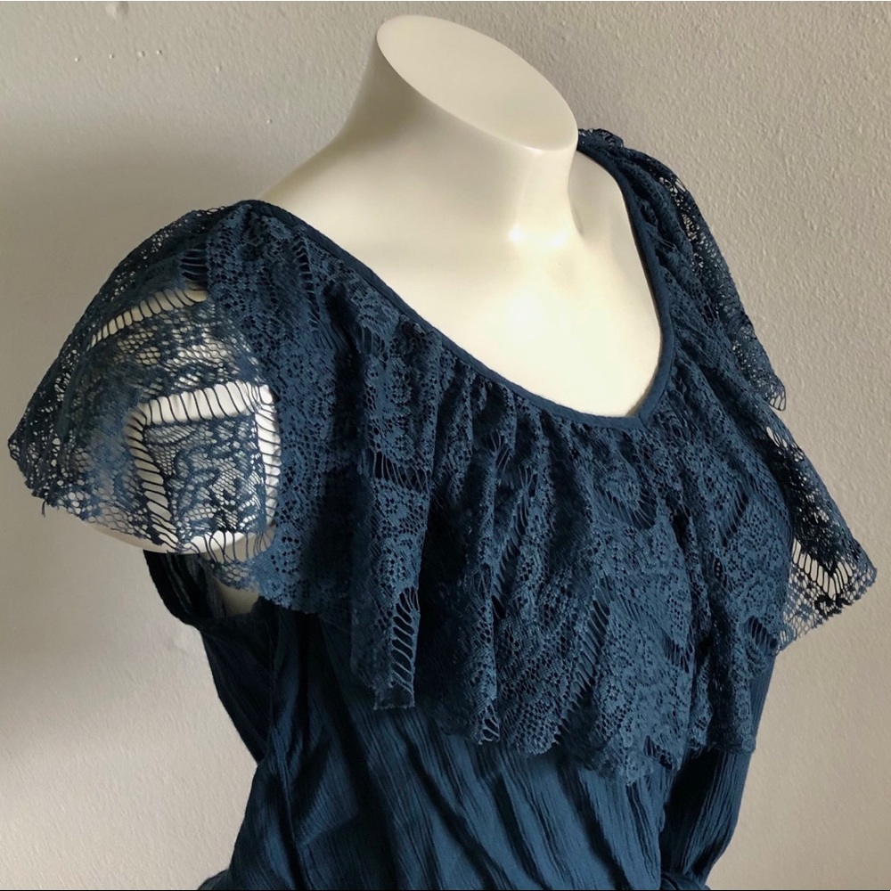 MASON & BELLE Navy Tank Top Lace Ruffles - Picture 8 of 13